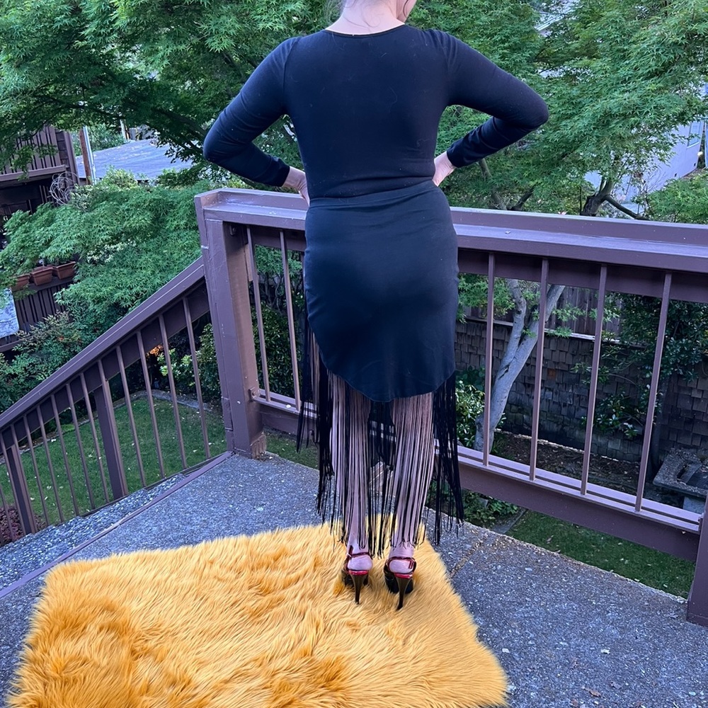 Skirt- long fringe, flapper style, faux wrap look, medium - Picture 7 of 10